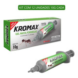 Kit Com 12 Kromax 10g Gel Repelente Mata Formiga Doceira