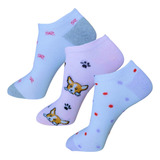 Kit Com 12 Meias Femininas Soquete Colorida