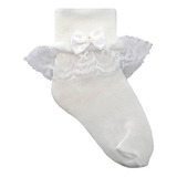 Kit Com 12 Pares Meia Soquete Renda Batizado Festa Infantil