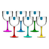 Kit Com 12 Taça De Gin Em Acrilico 580 Ml Bicolor Cor Coloridas