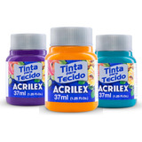 Kit Com 12 Tinta Para Tecido Acrilex 37ml (escolha As Cores