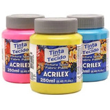 Kit Com 12 Tintas De Tecido Acrilex 37ml - Escolha As Cores