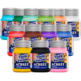 Kit Com 12 Tintas De Tecido Acrilex 37ml Escolha As Cores