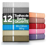Kit Com 12 Toalhas De Banho Gigante Grossa 80x1,50 + Brinde