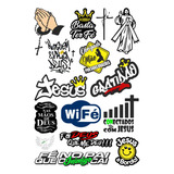 Kit Com 15 Adesivos Religiosos Para Capacete Moto Carro Bike