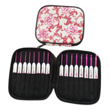 Kit Com 16 Agulhas De Crochê Decorado + Estojo