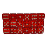 Kit Com 18 Dados De 6 Lados 16mm Vermelho Translucido