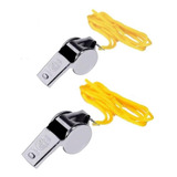 Kit Com 190 Apitos De Metal Cromado Profissional Com Cordão