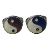 Kit Com 2 Anéis Yin E Yang Muda De Cor Ajustável Do Humor