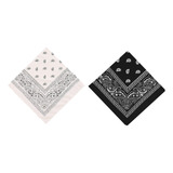 Kit Com 2 Bandanas 55x55 1 Preta E 1 Branca 100% Algodão