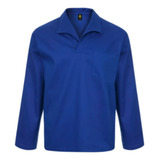 Kit Com 2 Camisa Jaleco Brim Uniforme Azul Royal, Cinza