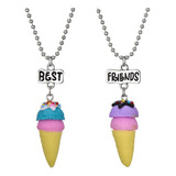 Kit Com 2 Colar Sorvete Cordão Melhores Amigos Best Friends