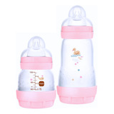 Kit Com 2 Mamadeiras Easy Start Set Rosa Mam 130 E 260ml