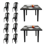 Kit Com 2 Mesas Quadrada Desmontável E 8 Cadeiras Resistente