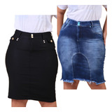 Kit Com 2 Saias Jeans Moda Evangélica Plus Size 46 Ao 54