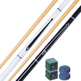Kit Com 2 Tacos Sinuca Bilhar Profissional Cruz Preto/branco