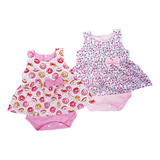 Kit Com 2 Unidades De Vestido Body Bebê Menina Luxo