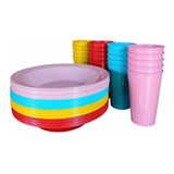 Kit Com 20 Pratos Fundos Plásticos Mais 20 Copos 250 Ml