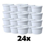 Kit Com 24 Ramekin Porcelana Branca