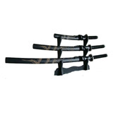Kit Com 3 Adagas Espadas Katana Samurai Ninja Em Aço