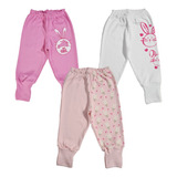 Kit Com 3 Calças Mijão Bebê Culote Menina 