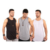 Kit Com 3 Camiseta Blusa Regata Camisa Masculina Longline