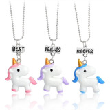 Kit Com 3 Colar Unicórnio Cordão Melhores Amigo Best Friends