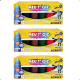 Kit Com 3 Giz De Cera Meu Primeiro Giz 12 Cores - Acrilex