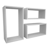 Kit Com 3 Nichos Mdf Branco - Retangulares