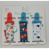 Kit Com 3 Prendedores De Chupeta Bico Para Bebê Menino