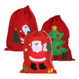 Kit Com 3 Sacos Natal De Feltro Vermelho 50x70cm Magizi 