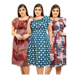 Kit Com 3 Vestidos Para Senhoras Idosas Otimo Caimento Chik