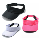 Kit Com 3 Viseira Feminina Sol Praia Tenis Corrida Caminhada