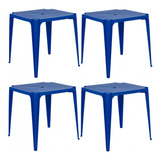 Kit Com 4 Mesa De Plástico Bela Vista - Azul - Mor