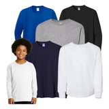 Kit Com 5 Camisetas Manga Longa Infantil