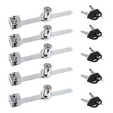 Kit Com 5 Fechadura Para Vitrine Cromada Trava Jacaré Trinco
