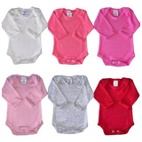 Kit Com 6 Body Bebê Manga Longa Tamanhos 1 - 2 - 3 Anos