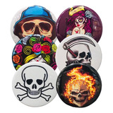Kit Com 6 Bottons Broches De Caveiras Coloridos Sortidos