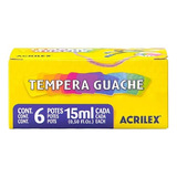 Kit Com 6 Caixa De Tinta Guache C/6 Cores Cada 15ml Acrilex 
