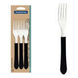 Kit Com 6 Garfo De Mesa Inox Leme Cabo Preto Tramontina