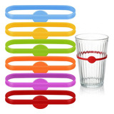 Kit Com 6 Marcadores De Taça E Copos Em Silicone