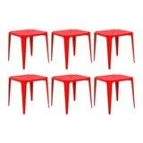 Kit Com 6 Mesa De Plástico Bela Vista - Vermelha - Mor