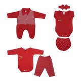 Kit Com 6 Peças Maternidade Roupa Bebê Recém-nascido Menina