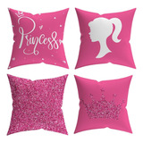 Kit Com Capa De Almofada 45x45 Princesa Com Refil Cheia 4 Un