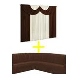 Kit Com Capa Sofa Pra Canto L Sem Braço +cortina 2 Metros
