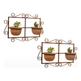 Kit Com Duas Floreiras De Ferro, Suporte Para Plantas