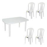 Kit Com Mesa De Jantar Com 4 Cadeiras Bistro Fundo Reforçado