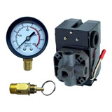 Kit Com Pressostato 135/175 Psi 4 Vias + Válvula E Manômetro