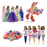 Kit Com Vestidos Longos Conjuntos E Sapatos P/ Boneca Barbie