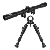 Kit Combo C/ Bipé Alumínio Até 19mm + Luneta 4x20mm Ar15